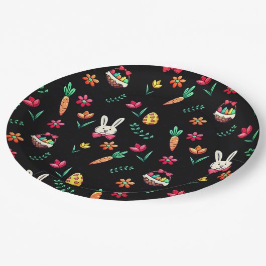 Black Easter Pattern-Borden Papieren Bordje (Gekanteld)