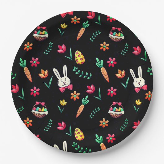 Black Easter Pattern-Borden Papieren Bordje (Voorkant)