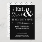 Black Eat Drink 75 jaar Retro 75 jaar Kaart (Voorkant / Achterkant)