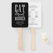 Black Eat Drink and Be Married Wedding Program Handwaaier (Voorkant en achterkant)