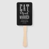Black Eat Drink and Be Married Wedding Program Handwaaier (Voorkant)