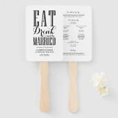 Black Eat Drink and Be Married Wedding Program Handwaaier (Voorkant en achterkant)