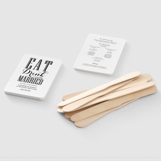 Black Eat Drink and Be Married Wedding Program Handwaaier (Niet-gemonteerd)