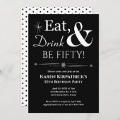Black Eat Drink Be Fifty 50th Verjaardag Retro Kaart (Voorkant / Achterkant)