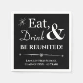 Black Eat Drink & Be Reunited Class Reunion Servet (Voorkant)