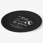 Black Eat Drink & Be Sixty Retro 60e Verjaardag Papieren Bordje (Gekanteld)