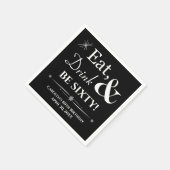 Black Eat Drink Be Sixty Throwback 60e Verjaardag Servet (Hoek)