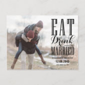 Black Eat Drink en Be Married Foto Save the Date Uitnodiging Briefkaart (Voorkant)