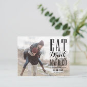 Black Eat Drink en Be Married Foto Save the Date Uitnodiging Briefkaart (Staand voorkant)