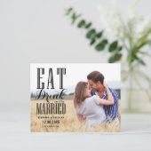 Black Eat Drink en Be Married Foto Save the Date Uitnodiging Briefkaart (Staand voorkant)