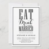 Black Eat, Drink en getrouwd zijn bruiloft Kaart (Voorkant)