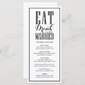 Black Eat, Drink en getrouwd zijn bruiloft Menu (Voorkant / Achterkant)