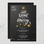 Black Eat, Drink en prettige kerstfeestdag Kaart (Voorkant / Achterkant)