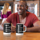 Black Eat Sleep Gym Repeteren Pictogram Mok