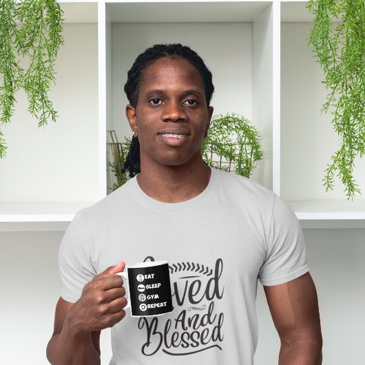 Black Eat Sleep Gym Repeteren Pictogram Mok