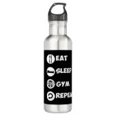 Black Eat Sleep Gym Repo Pictogram Waterfles (Voorkant)