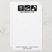 Black Eat Sleep Music-pictogrammen Briefpapier (Voorkant / Achterkant)