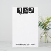 Black Eat Sleep Music-pictogrammen Briefpapier (Staand voorkant)