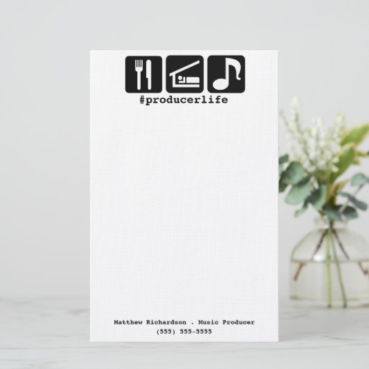Black Eat Sleep Music-pictogrammen Briefpapier (Staand voorkant)