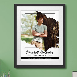 Black Edgy Abstract Torn Photo Afstuderen Poster