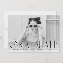 Black | Eenvoudig modern fotoAfstuderen Aankondiging