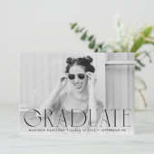 Black | Eenvoudig modern fotoAfstuderen Aankondiging (Staand voorkant)