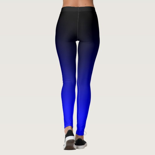 Black Electric Blue Ombre Gradiënt Leggings (Achterkant)