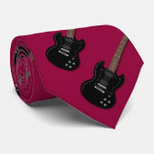 Black Electric Guitars Musicians Burgundy Stropdas (Opgerold)