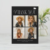 Black Elegance Afstuderen dank u fotocollage Bedankkaart (Staand voorkant)