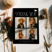 Black Elegance Afstuderen dank u fotocollage Bedankkaart