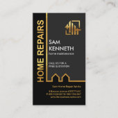 Black Elegance Gold Building Line Border Handyman Visitekaartje (Voorkant)