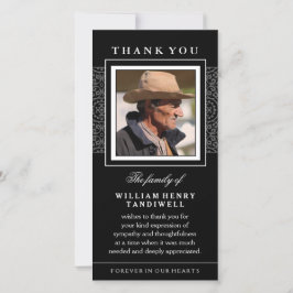 Black Elegance Hartelijk dank Memorial Photo Card Bedankkaart