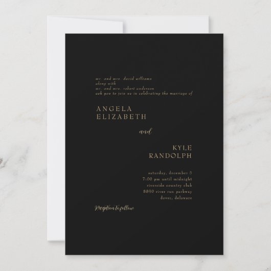 Black Elegance in Motion Wedding Invitation Kaart (Voorkant)