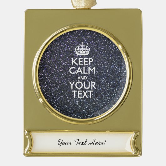 Black Elegance Keep Calm Jouw tekst Verguld Banner Ornament (Voorkant)