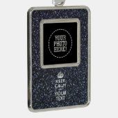 Black Elegance Keep Calm Jouw tekst Verzilverd Omlijst Ornament (Rechts)