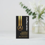 Black Elegance Striking Gold Lines Chauffeur Visitekaartje (Staand voorkant)