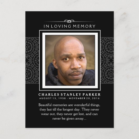 Black Elegance Sympathie Bedankt Foto Briefkaart (Voorkant)