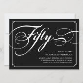 Black Elegant 50th Birthday Invitations Kaart (Voorkant)
