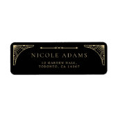 Black Elegant Art Deco Gold Retro Weddenschap Etiket (Voorkant)