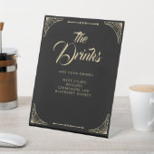 Black Elegant Art Deco Gold Retro Wedding Reclamebord Met Voetstuk (Insitu)