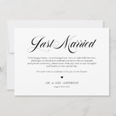 Black Elegant Bold Calligraphy Gewoon getrouwd Aankondiging (Voorkant)