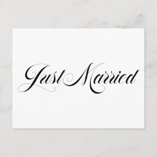 Black Elegant Bold Calligraphy Gewoon getrouwd Aankondigingskaart