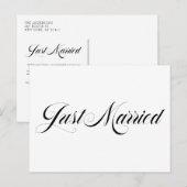 Black Elegant Bold Calligraphy Gewoon getrouwd Aankondigingskaart (Voorkant / Achterkant)