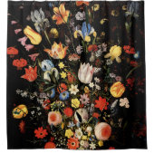 Black Elegant Botanical Floral Douchegordijn (Voorkant)