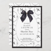 Black Elegant Bow Baby shower Uitnodiging (Voorkant / Achterkant)