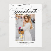 Black Elegant Calligraphy Photo Afstuderen Aankondigingskaart (Voorkant)