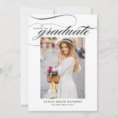 Black Elegant Calligraphy Photo Afstuderen Kaart (Voorkant)