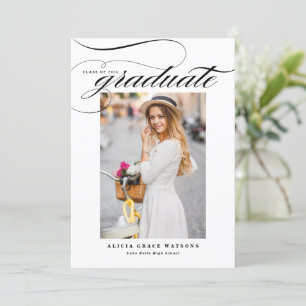 Black Elegant Calligraphy Photo Afstuderen Kaart