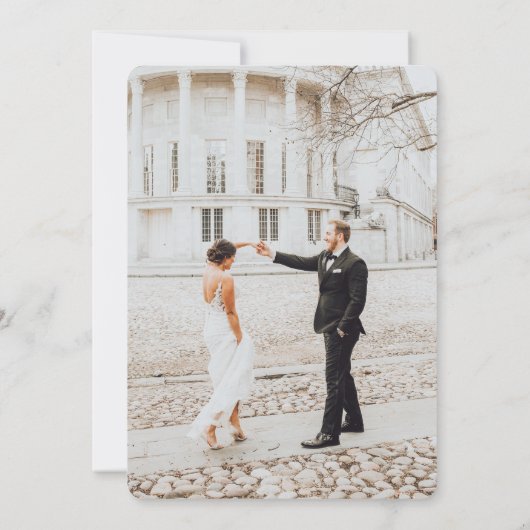 Black Elegant Calligraphy Photo Wedding Invitation Kaart (Achterkant)