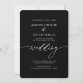 Black Elegant Calligraphy Photo Wedding Invitation Kaart (Voorkant)